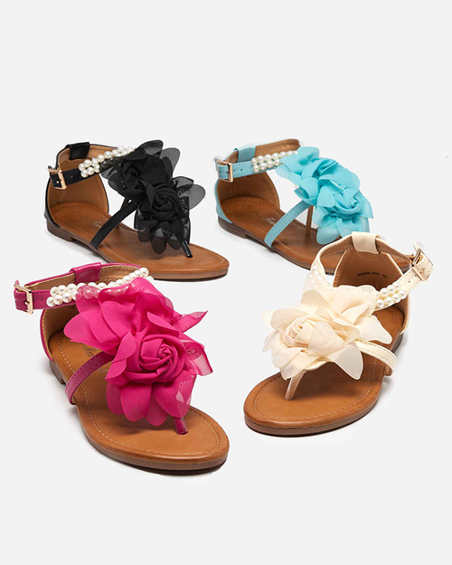 Блакитні жіночі босоніжки з квіткою Amerile