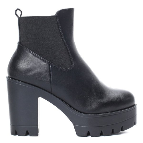 Czarne botki z eko-skóry - Obuwie