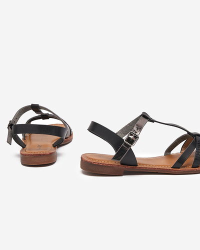 Černé dámské sandály s grafitovým proužkem Logum - Oblečení