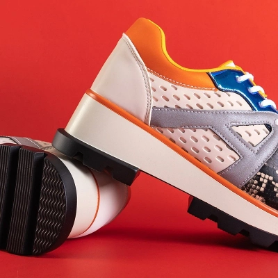 Černé a oranžové tenisky s barevnými vložkami Meia - Footwear