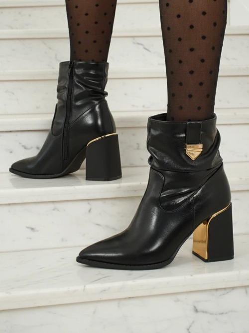 Ботильйони жіночі еко шкіряні на підборах-стовпчику AshenPurl