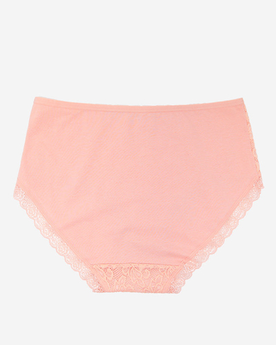 Světle růžové dámské bavlněné kalhotky s krajkou PLUS SIZE - Spodní prádlo
