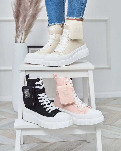 Бежеві жіночі кеди на високій платформі Uprella - Взуття