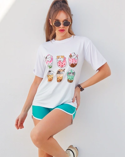 Royalfashion Жіночий спортивний комплект з футболкою та шортами Kitty Cat