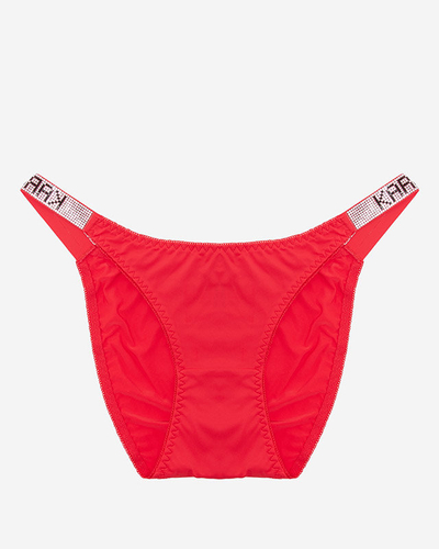 Dámské červené kalhotky s ozdobnými pruhy - Spodní prádlo