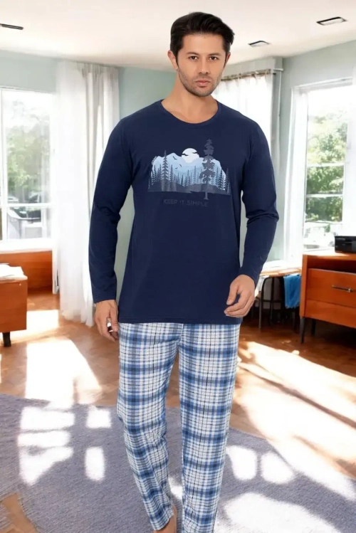 Royalfashion Чоловічі котонові піжами в клітинку