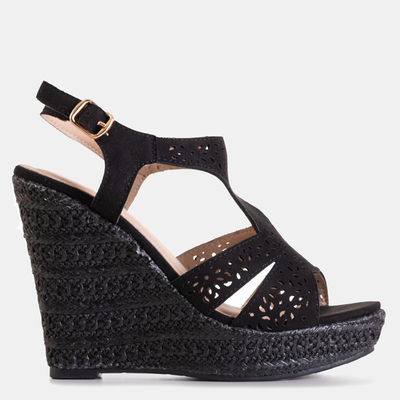 Чорні жіночі босоніжки на високій танкетці Brolesio