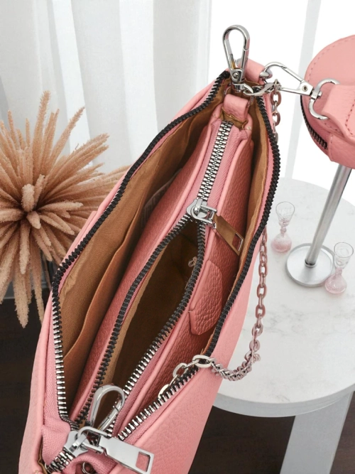 Жіноча сумка Amara Rosa – рожева сумка-листоноска з екошкіри з ланцюжком