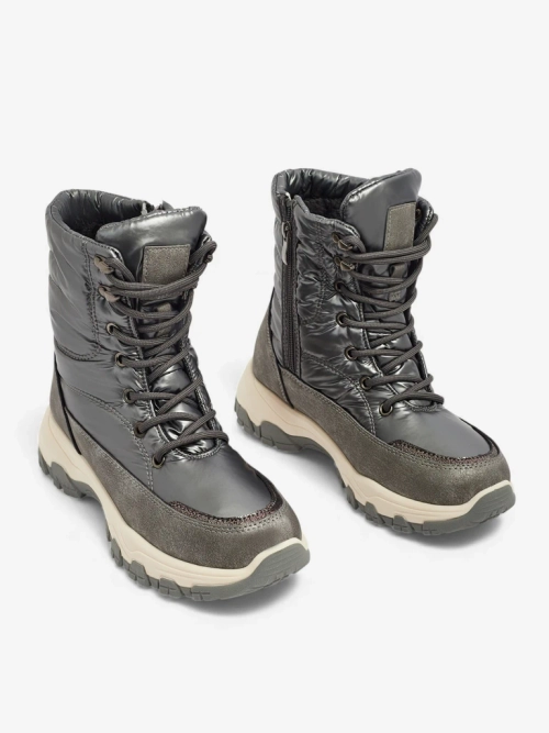 Botki Damskie Aurora Srebrne Ekologiczne Casualowe na Zimę