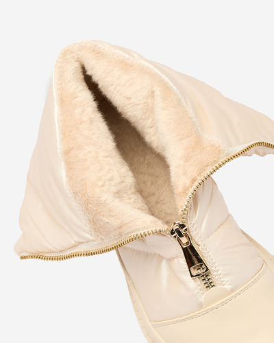 Royalfashion Dámské kozačky Tainve Beige na plochém podpatku
