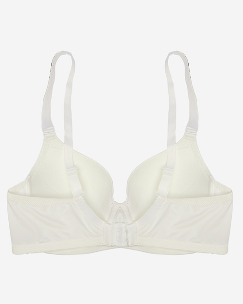 Гладкий білий бюстгальтер на кісточках з декорованими бретелями - Нижня білизна
