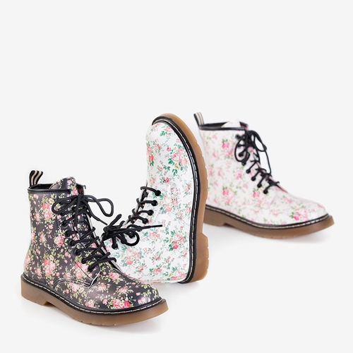 Чорні жіночі черевики-воркери з квітковим принтом Ornellia - Взуття