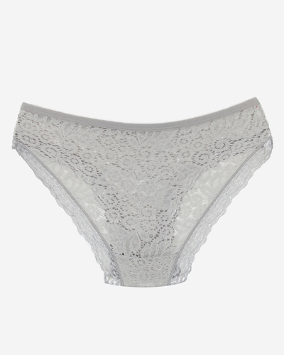 Šedé jednobarevné krajkové kalhotky pro ženy - Spodní prádlo