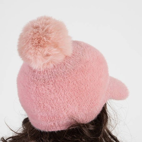 Рожева жіноча кепка з помпоном