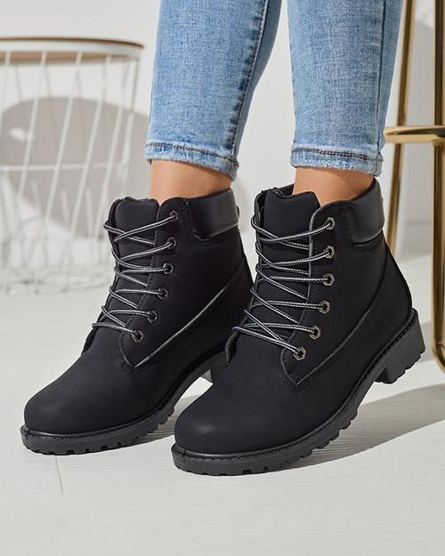 Черевики жіночі утеплені трапери чорного кольору Fanhet- Footwear