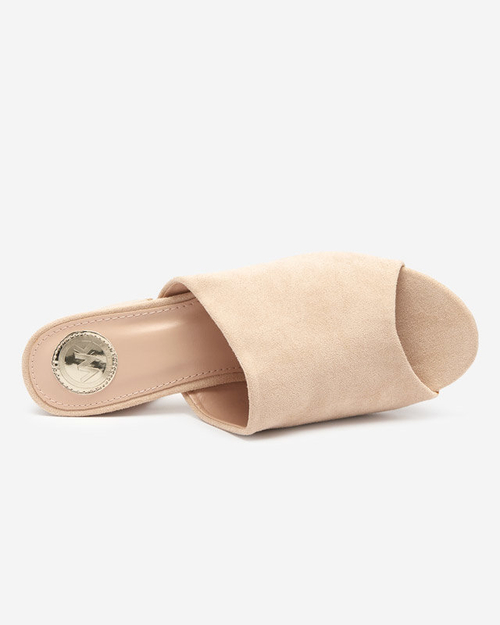 Бежеві жіночі шльопанці на низькому каблуці Opetik