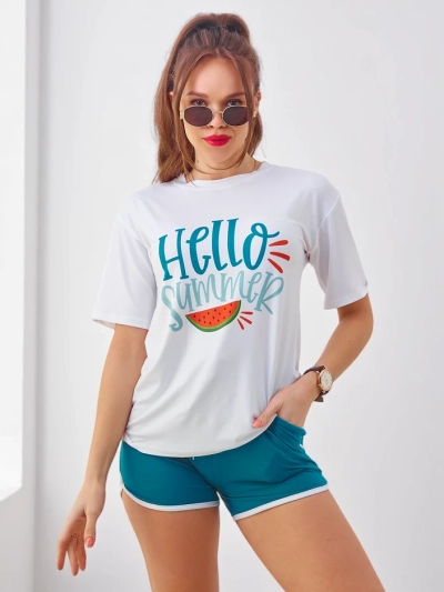 Royalfashion Жіночий спортивний комплект з футболкою та шортами Hello Summer