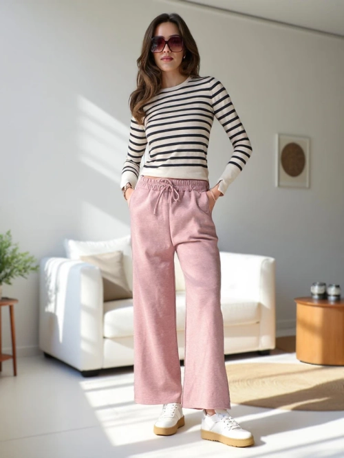 Royalfashion Жіночі широкі в'язані джерсі штани