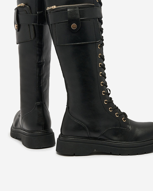 Royalfashion Чорні жіночі високі чоботи Vetera