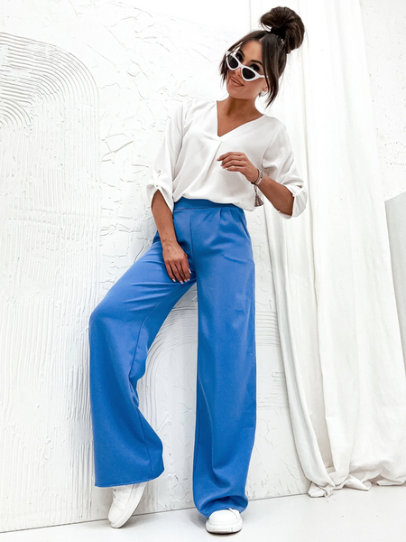 Royalfashion Dámské široké látkové kalhoty