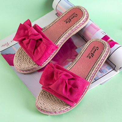 Fuchsie dámské pantofle s mašlí Foas - obuv