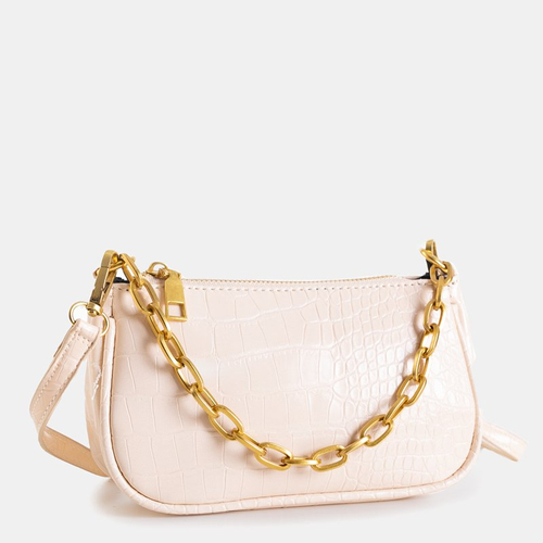 Бежева сумка з текстурою під шкіру крокодила