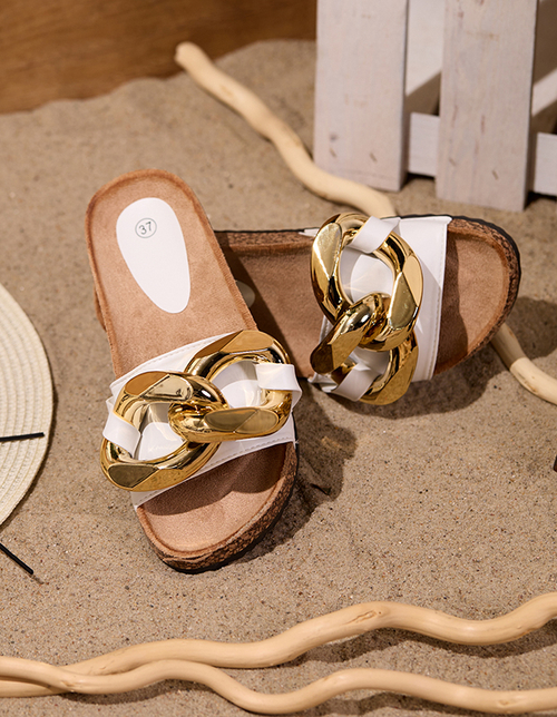 Жіночі білі тапочки з декором Sofig-Footwear