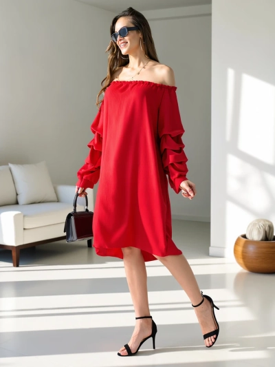 Royalfashion Гладке жіноче плаття а-ля Іспанія з воланами