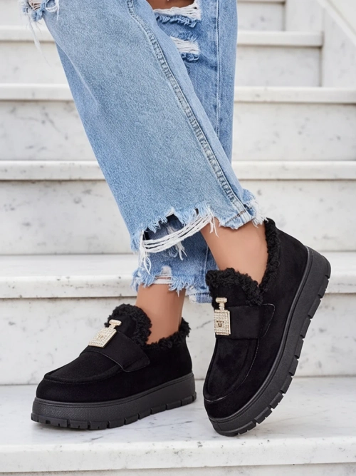 Чорні черевики Kalliope з платформою та хутром