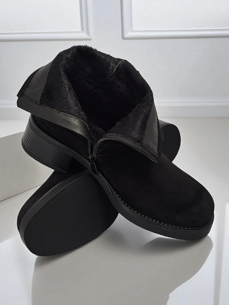 Dámské kotníkové boty z eko semiše s přezkami Valtos