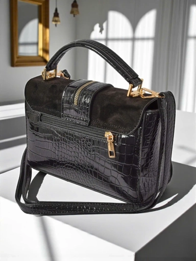 Жіноча сумка Cassia Nero класична чорна екошкіра замшева стильна