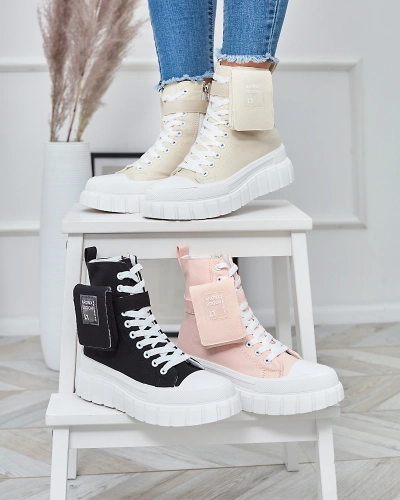 Бежеві жіночі кеди на високій платформі Uprella - Взуття