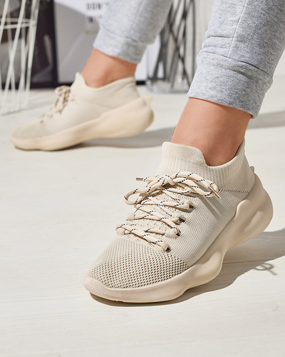 Béžová dámská slip-on sportovní obuv se šněrováním Oteva - Obuv