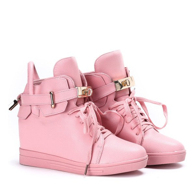 Różowe sneakersy na krytym koturnie Sinnea - Obuwie