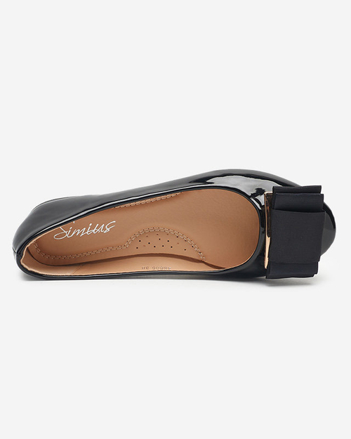 Чорні лаковані балерини з бантом Asame-Shoes