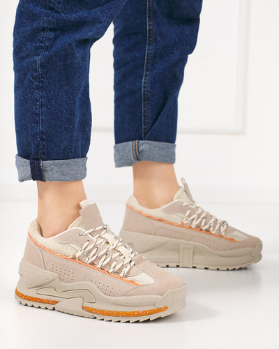 Béžové dámské sportovní boty, tenisky na sálovém klínovém podpatku Neritis - Obuv