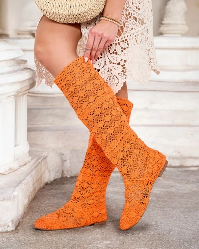 Royalfashion Dámské ažurové kozačky nad kolena Corro