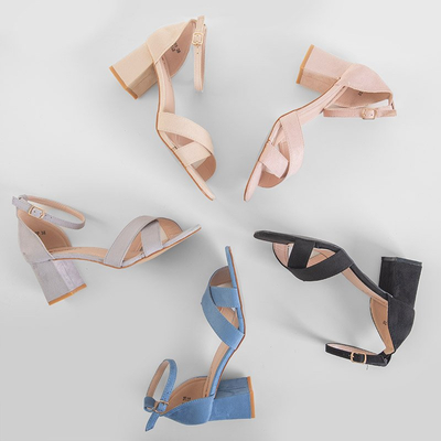 Блакитні жіночі босоніжки на підборах Halita