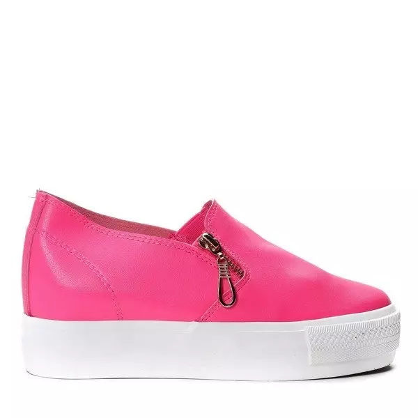 OUTLET Neonově růžové slip on tenisky se zipy na klínku Carlee - Obuv