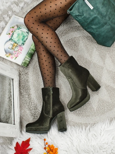 Dámské kotníkové boty na sloupku al'la Velur Miss