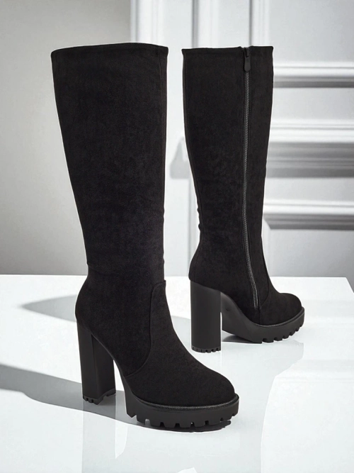 Жіночі чоботи еко замшеві на підборах-стовпчику GaleNest