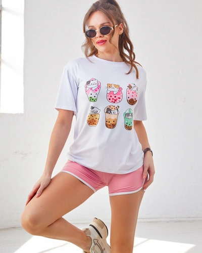 Royalfashion жіночий спортивний комплект з футболкою та шортами Kitty Cat