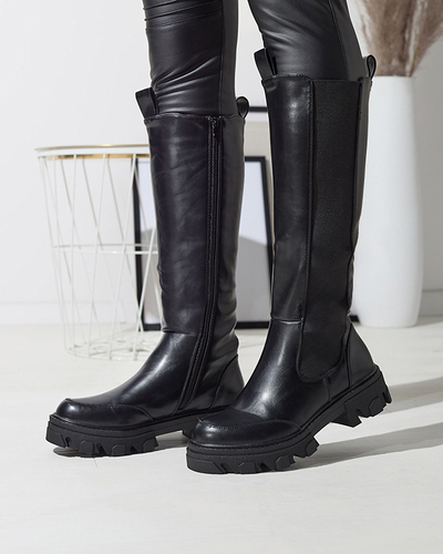 Жіночі ботфорти з екошкіри чорного кольору Ohirca- Взуття