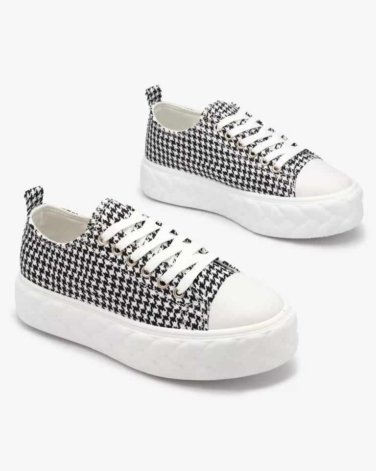 Royalfashion Černobílé dámské tenisky v pepitu Aderin