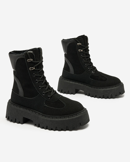 Royalfashion Чорні жіночі черевики Macnev на шнурівці
