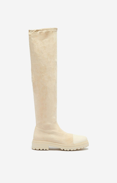 Dámské béžové kozačky nad kolena Caff-Shoes