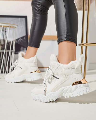 Білі жіночі спортивні кросівки з хутром Sagglo- Footwear