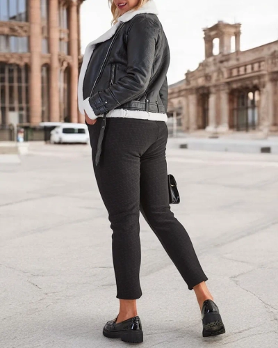 Royalfashion Zateplené dámské tegínové kalhoty PLUS SIZE