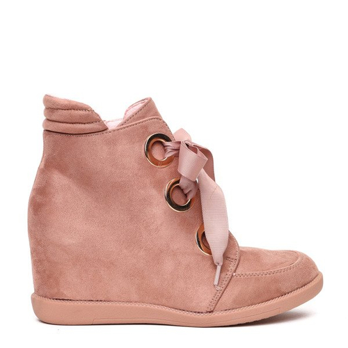 Różowe sneakersy wiązane wstążką Andi- Obuwie