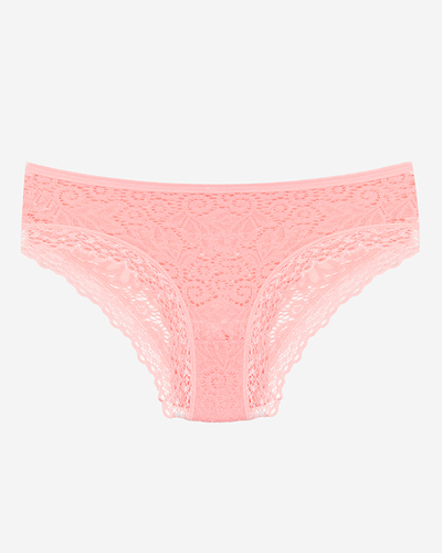 Růžové jednobarevné krajkové kalhotky pro ženy - Spodní prádlo